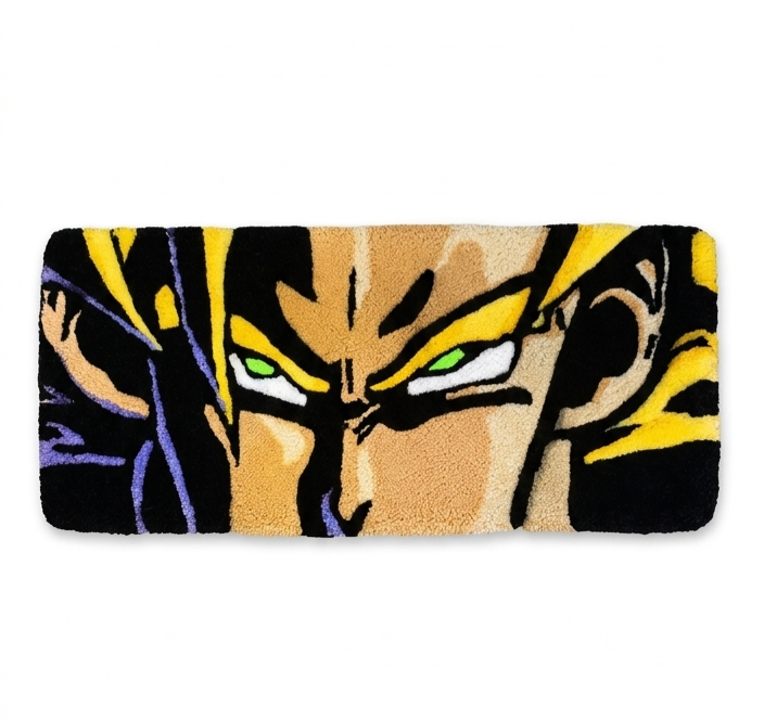 Alfombrilla para Teclado Tufting Goku - Ojos Neon Glow in the Dark | 20.5x9.5 pulgadas | Hecha a Mano